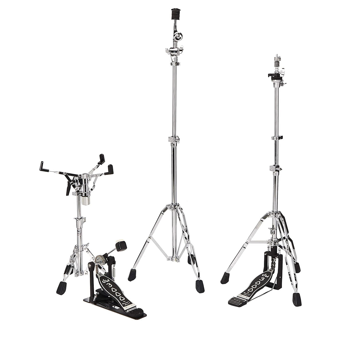 DW DWCP3000PK Drumset Hardware Pack with 3300 Snare Drum Stand 3500 Hi-Hat Stand 3700 Boom Cymbal Stand and 3000 Single Pedal
