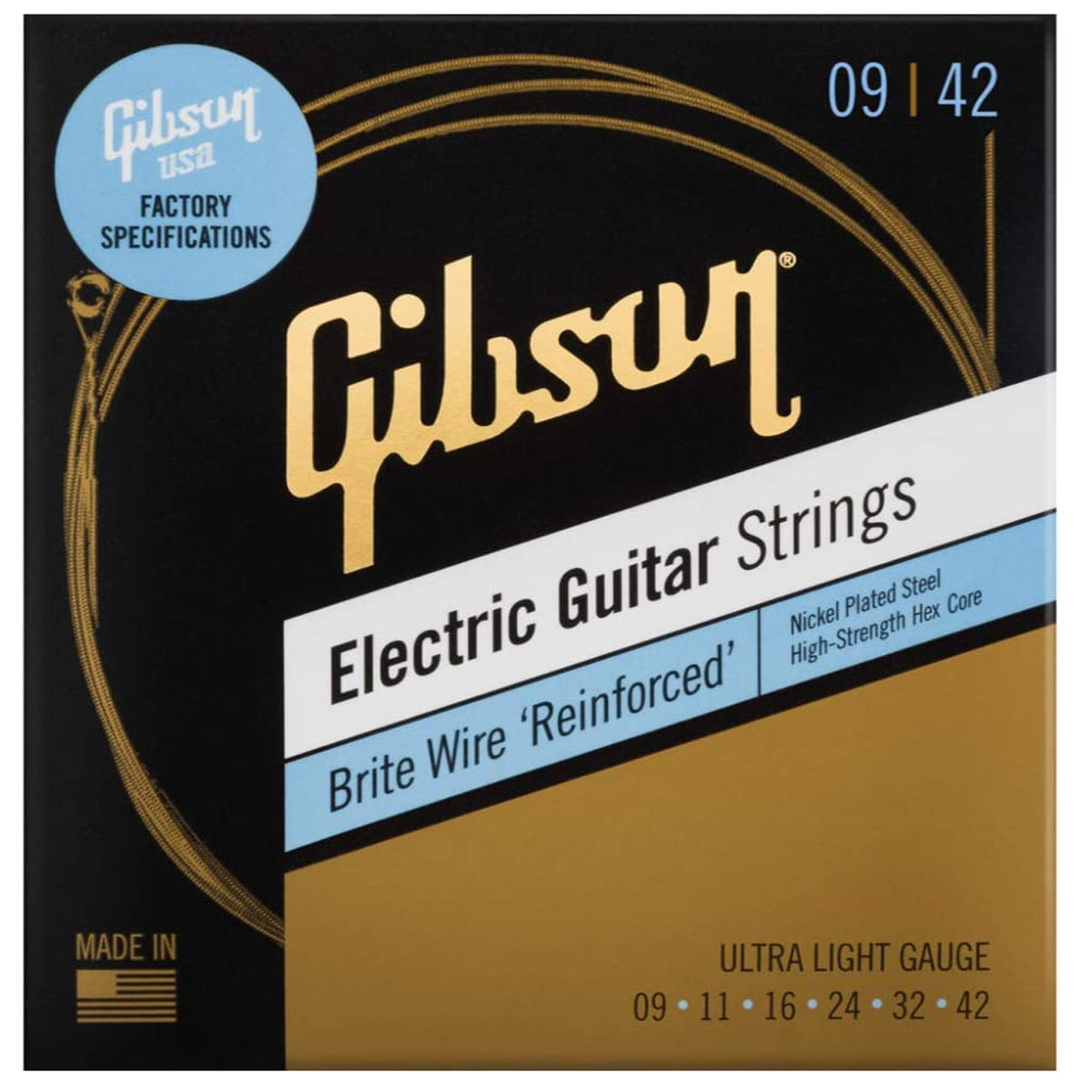 GIBSON SEG-BWR9 Brite Wire Reinforced Light Electric Guitar String