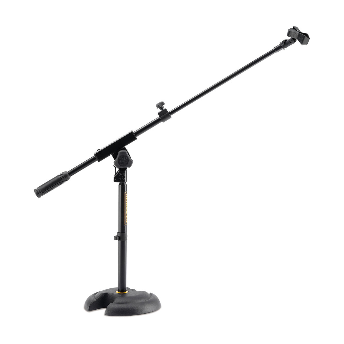 HERCULES MS120B LOW PROFILE H-BASE MIC STAND W/BOOM & MIC CLIP