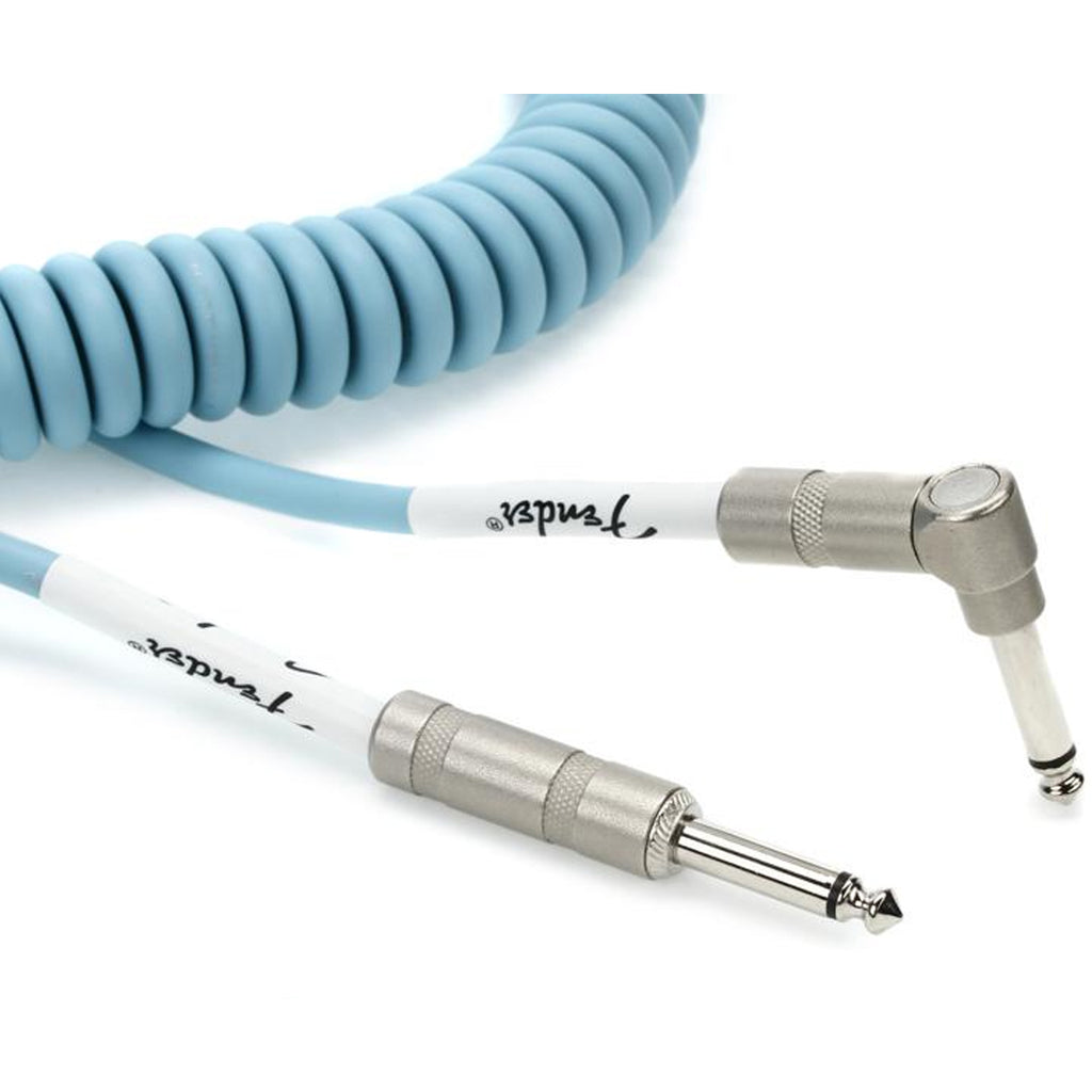 Fender Original Series Coil Cable Straight-Angle 30' Daphne Blue 0990823006