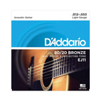 Daddario EJ11 80/20 Bronze 12-53 Light gauge Acoustic Guitar String Set