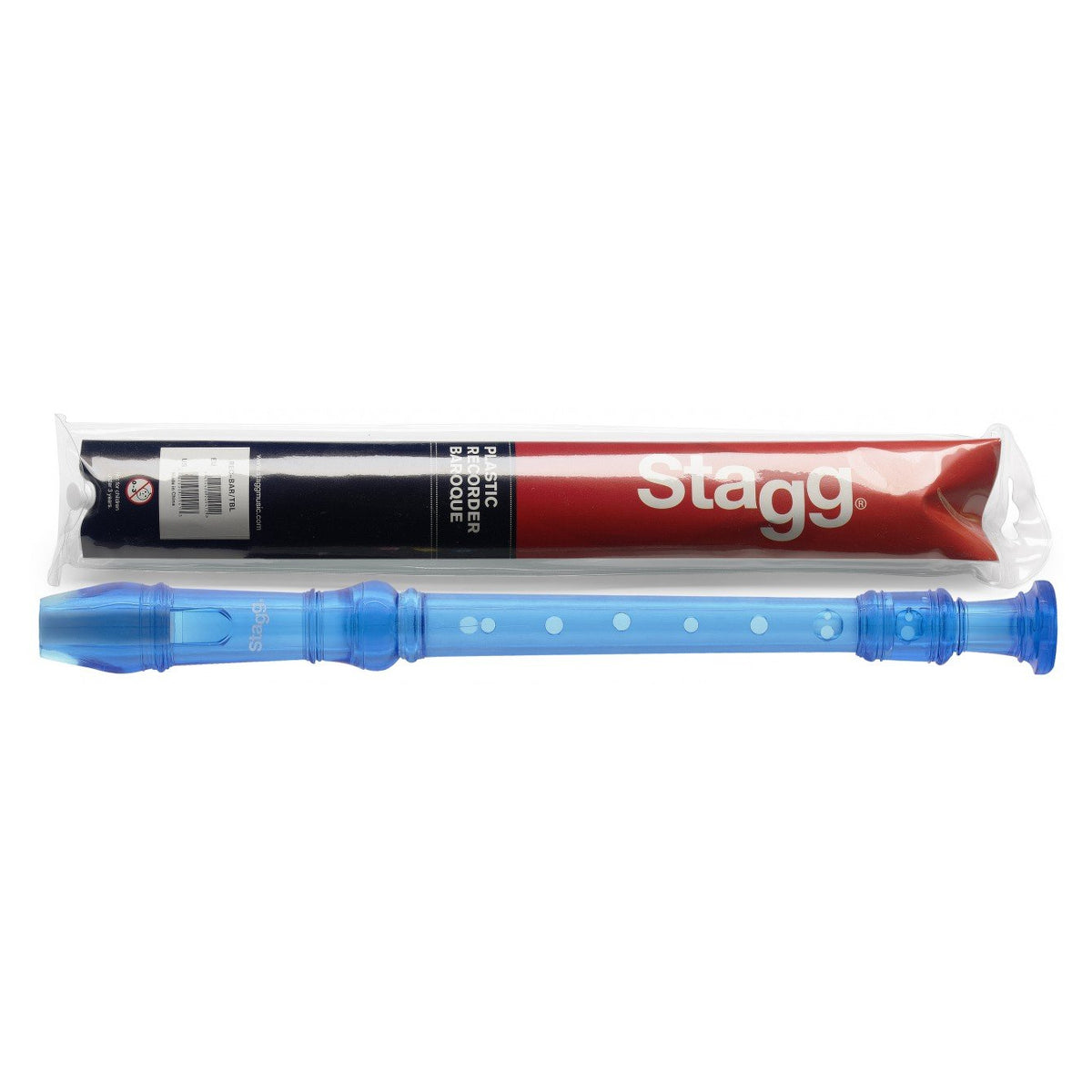 Stagg REC-BAR/TBL Soprano Recorder with Baroque Fingering Translucent Blue