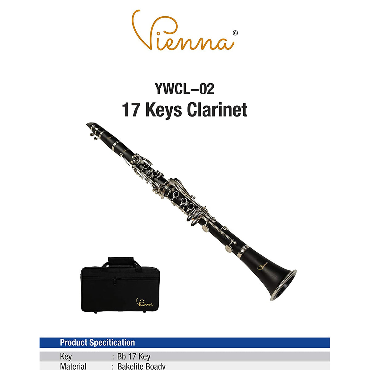 Vienna YWCL-02 Clarinet 17-keys With Case