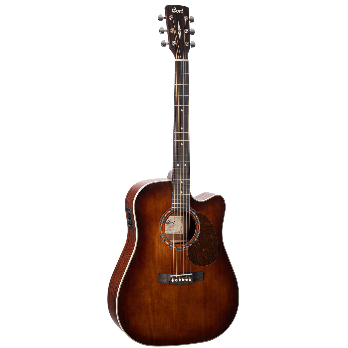 Cort MR500E Dreadnought Cutaway Semi-Acoustic Guitar-Brown Burst