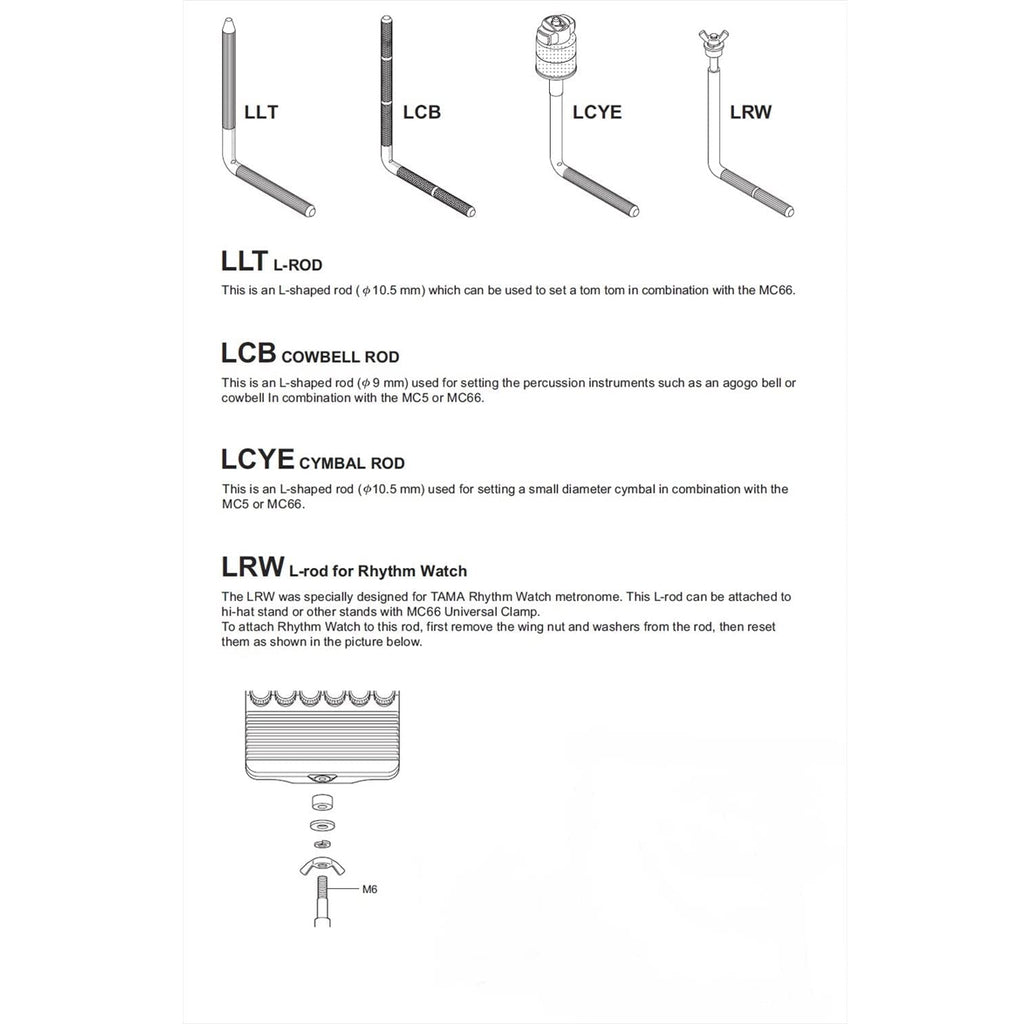 Tama LLT L Rods for Mounting Toms