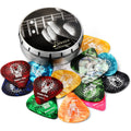 Donner Celluloid Guitar Picks 16 Pack with Tin Box includes Thin, Medium, Heavy & Extra Heavy Picks, for Acoustic Guitar Elec