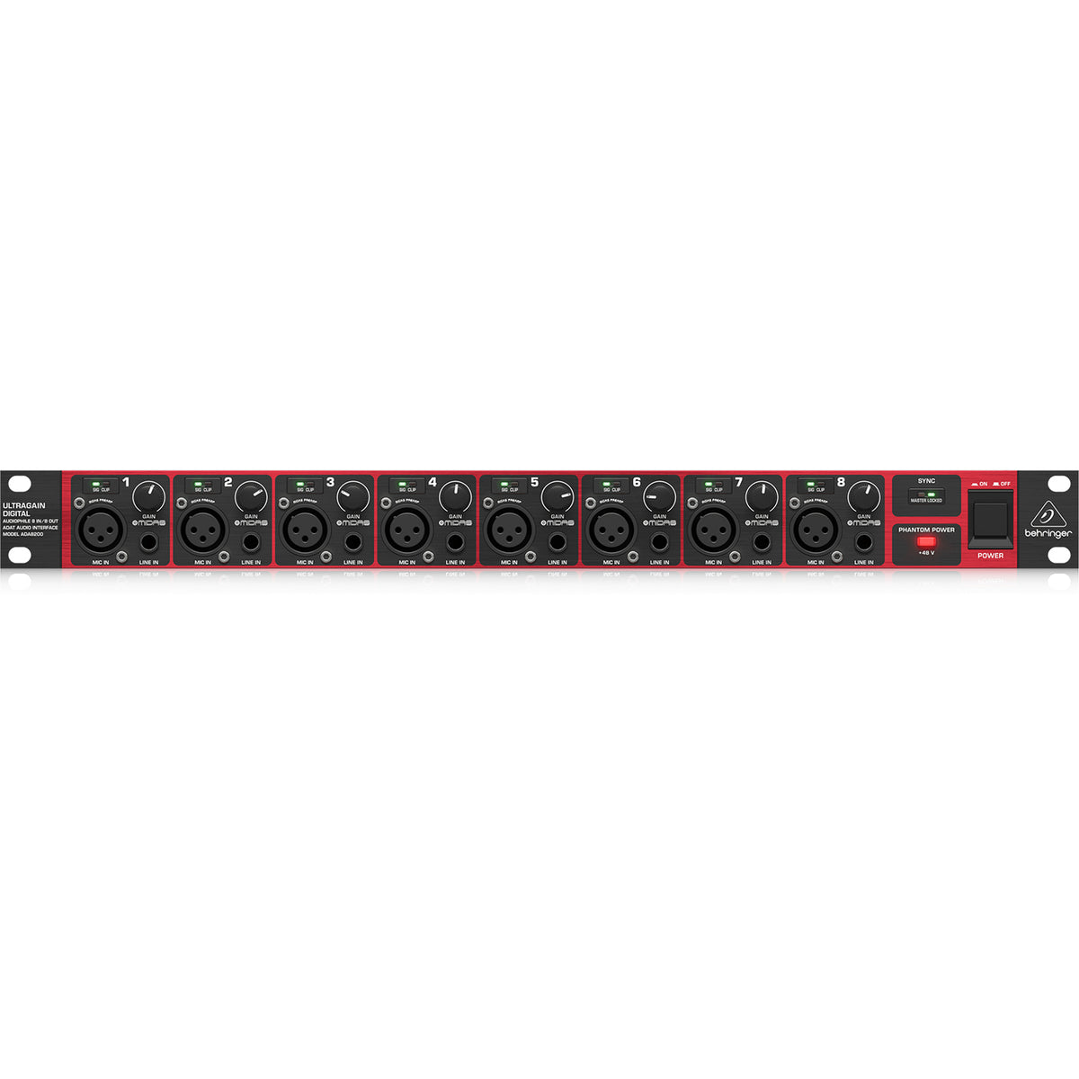 Behringer ADA8200 Audiophile 8 In/8 Out ADAT Audio Interface with Midas Mic Preamplifiers