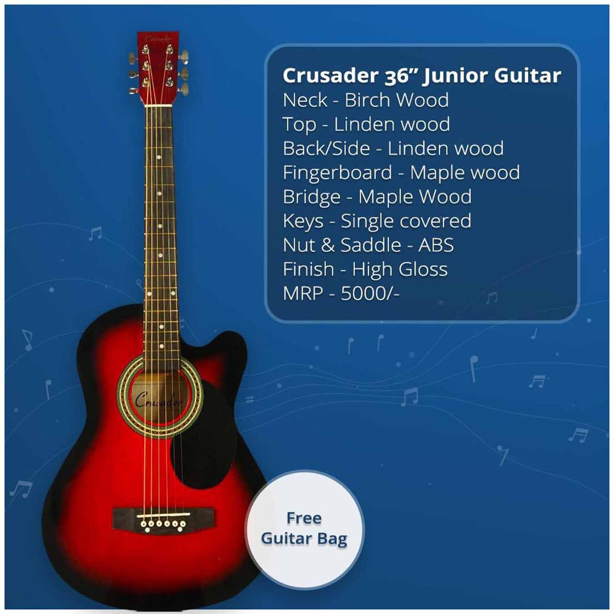 Crusader F364C 36 inch Acoustic Guitar Red