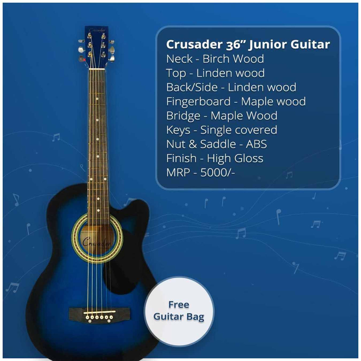 Crusader F364C 36 inch Acoustic Guitar Blue