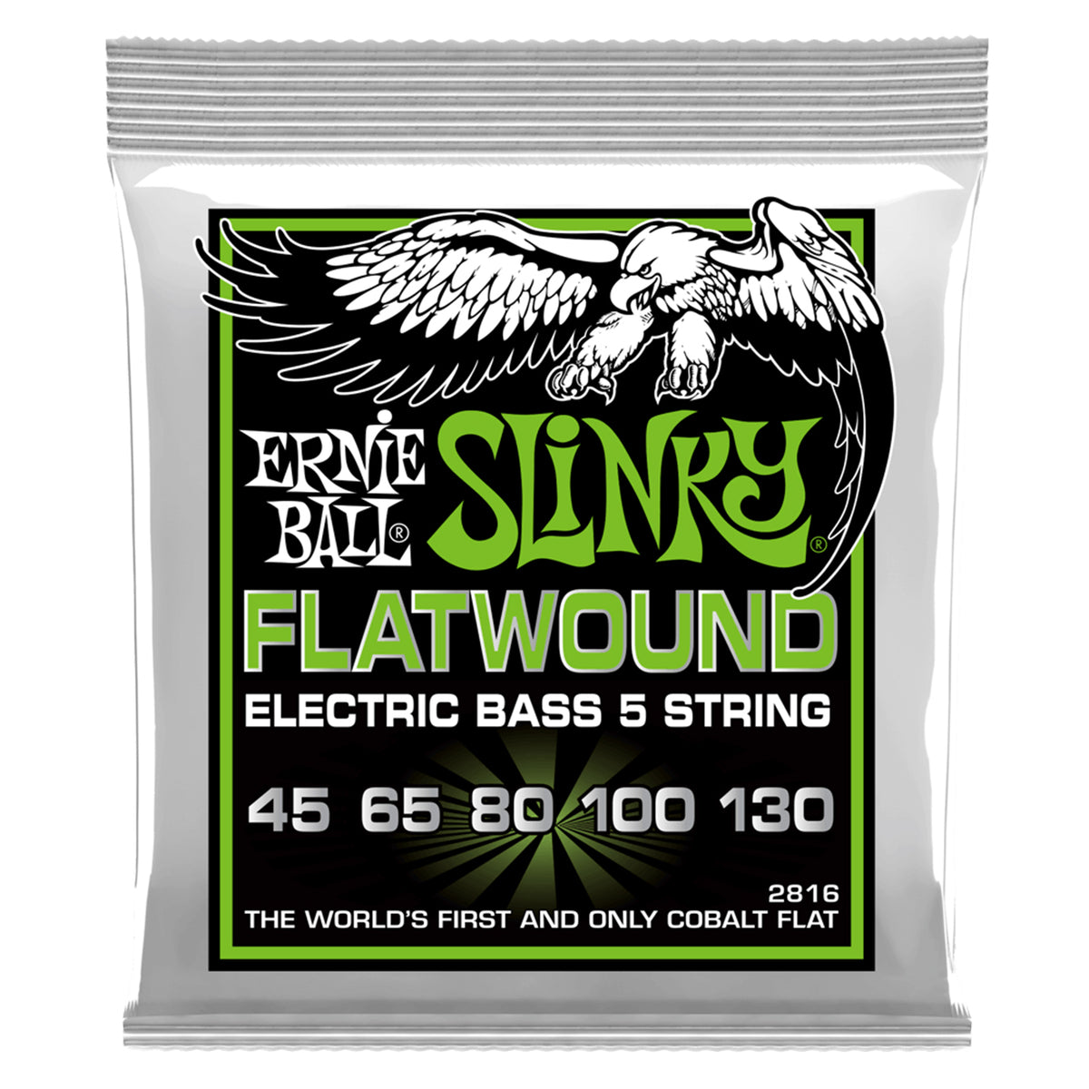 ERNIE BALL REGULAR SLINKY 5-STRING FLATWOUND ELECTRIC BASS STRINGS – 45-130 GAUGE