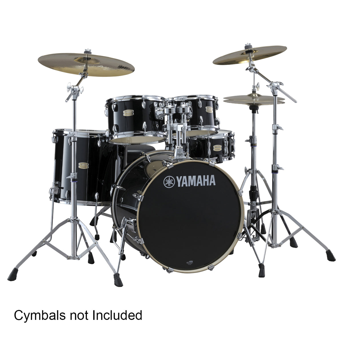 Yamaha Stage Custom Birch SBP2F5 with HW680W Double-braced 600 Series Hardware Set and DS550 Drum Throne - Raven Black