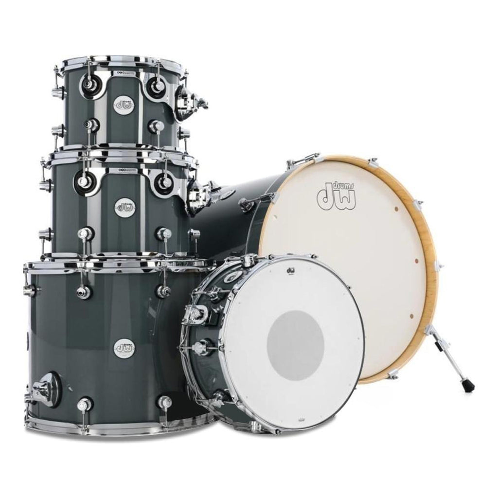 DW Design Series 5-piece BD22 Shell Pack- Steel Gray - DDLG2215SG with Tom Clamp (DWSM991 x 2)