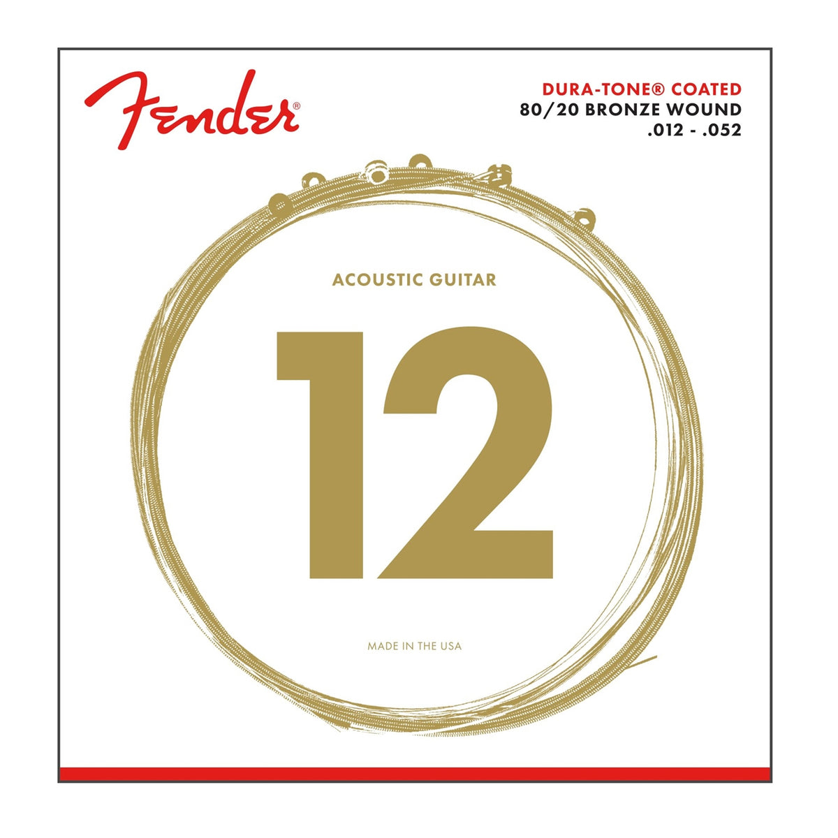 Fender 880L 80/20 DURA-TONE® COATED ACOUSTIC GUITAR STRINGS - .012-.052