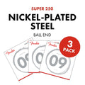 Fender 250L SUPER 250s NICKEL-PLATED STEEL GUITAR STRINGS - .009-.042 - 3Pack