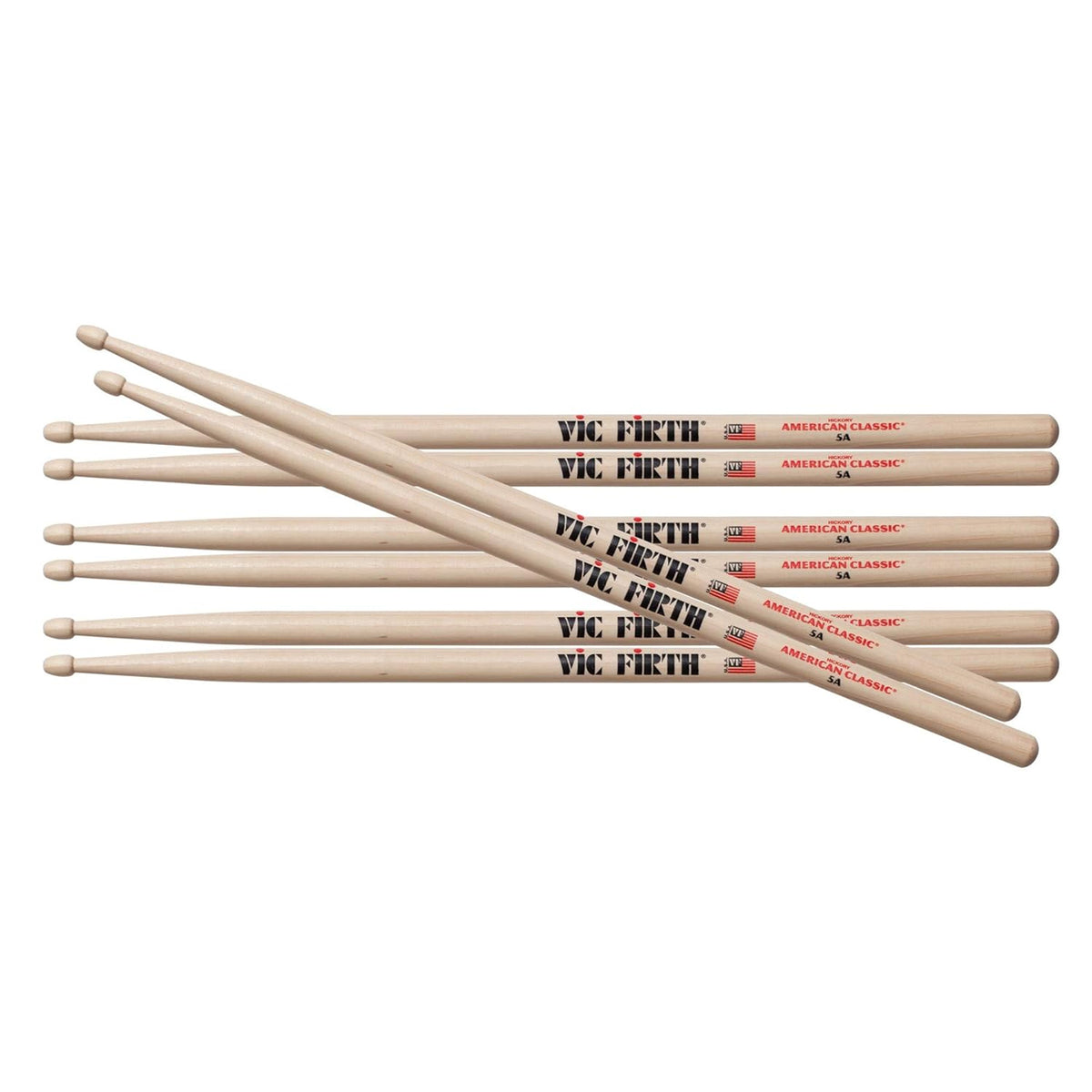 Vic Firth P5A American Classic Wood Tip Drumsticks - 4 pack