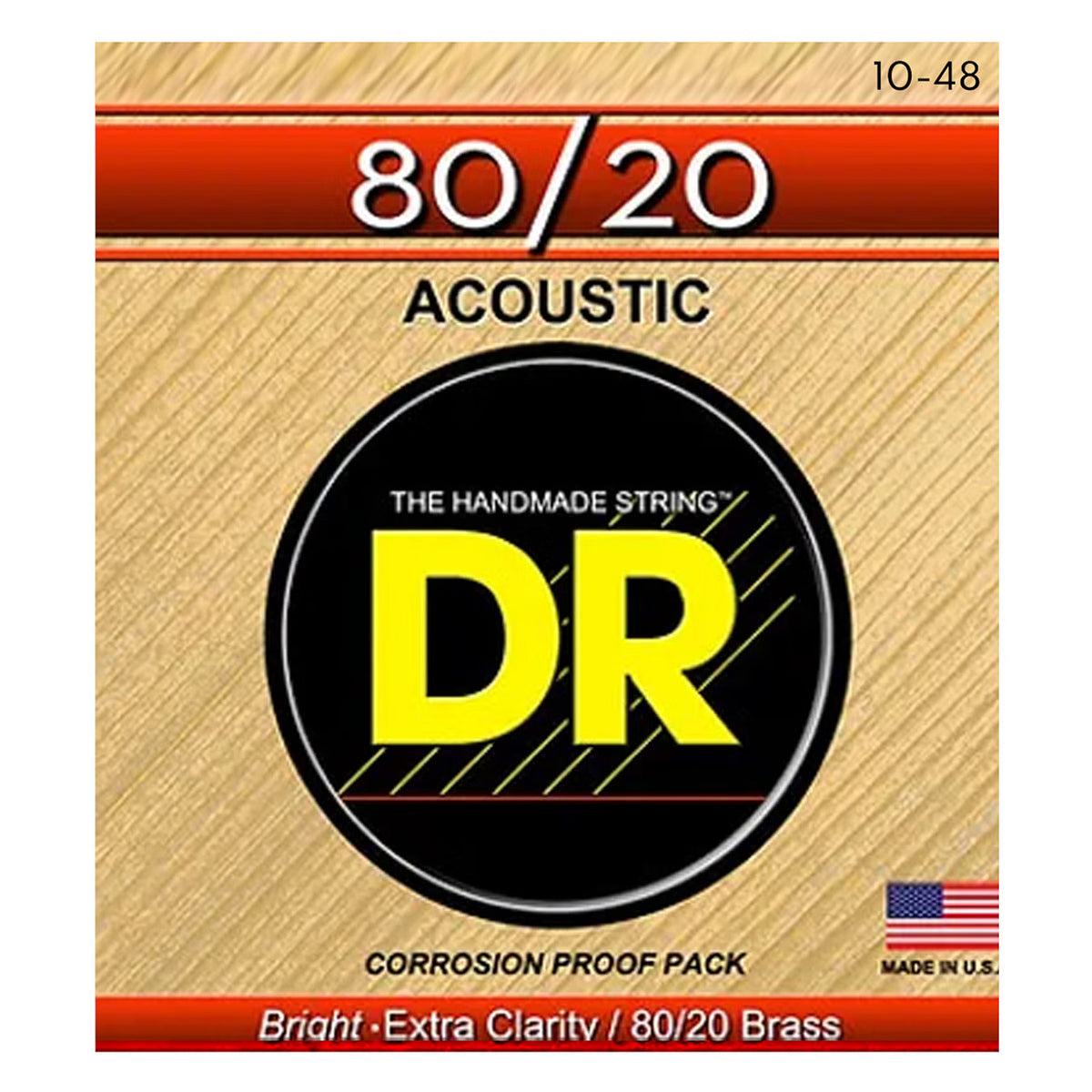 DR, Acoustic Guitar Strings, Hi-beam, 80/20 Brass, .010-.048, Extra Light -Set 3-HA-10