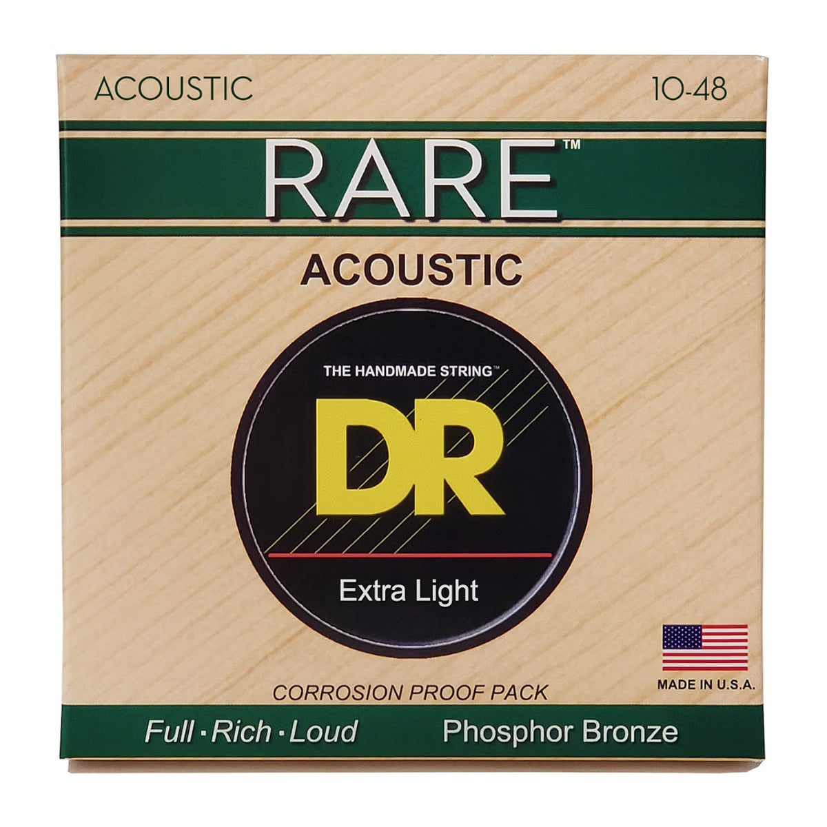 DR, Acoustic Guitar Strings, Rare, .010-.048, Extra Light -Set 3-RPL-10