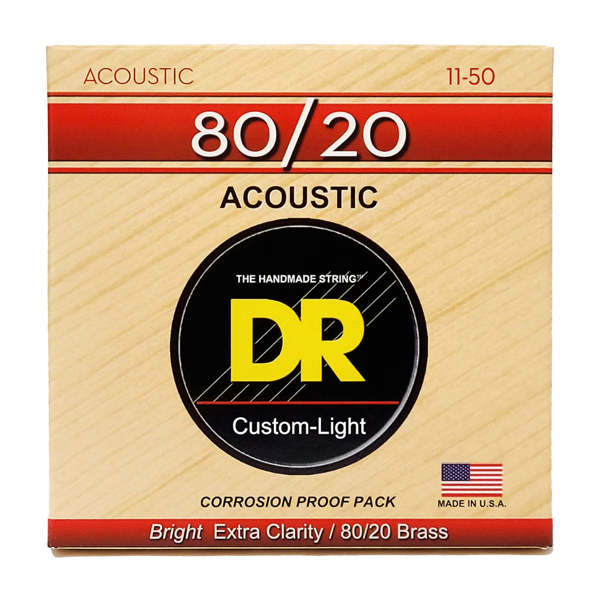 DR, Acoustic Guitar Strings, Hi-Beam, 80/20 Brass, .011-.050, Custom Light -Set 3-HA-11