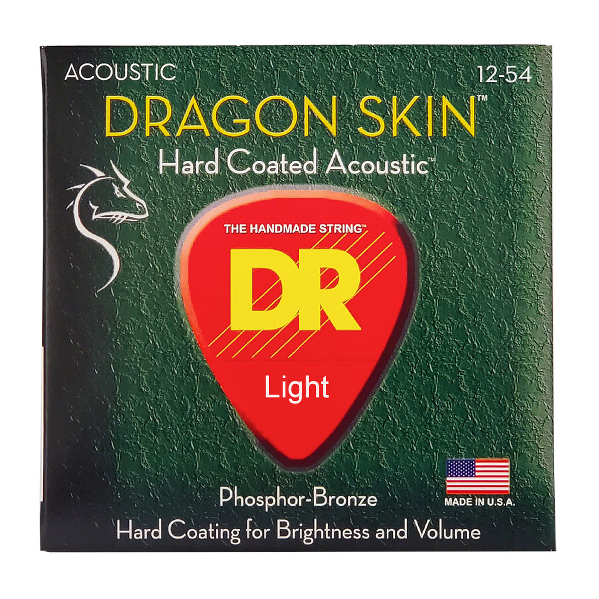 DR, Acoustic Guitar Strings, Dragon Skin, Coated, .012-.054, Light -Set 3-DSA-12