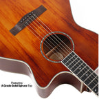 SQOE S340 FG/CS Solid top Acoustic guitar - classic cherry burst gloss