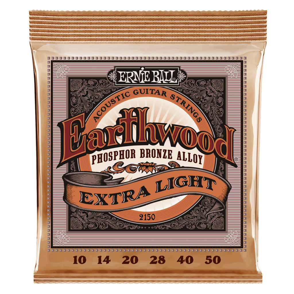 Ernie Ball 2150 EXTRA LIGHT EARTHWOOD PHOSPHOR BRONZE ACOUSTIC GUITAR STRINGS 10-50 GAUGE