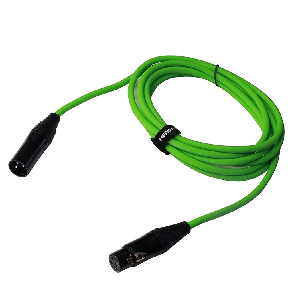 HAWK SXFG-010GRN GOLD SERIES XLR MALE TO XLR FEMALE WITH CABLE TIE – 3 METER GREEN