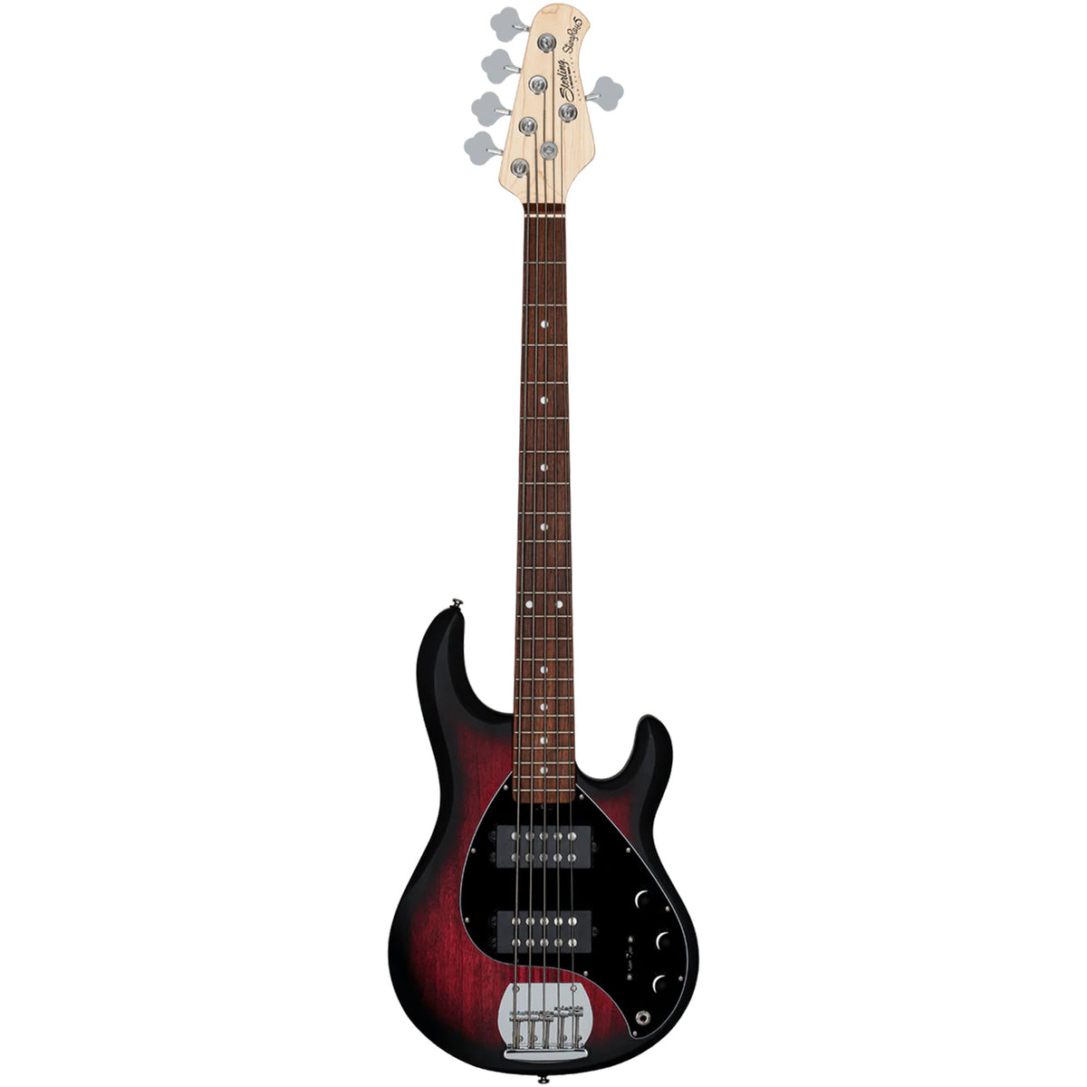 Sterling STINGRAY 5 RAY5 HH 5-String Bass Guitar - Ruby Red Burst Satin