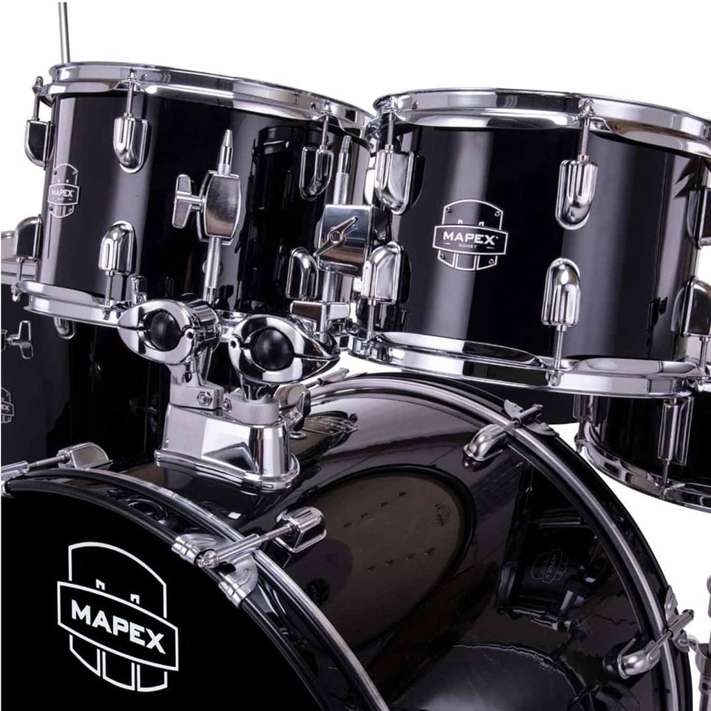 Mapex CM5295FTCDK Comet 5 pcs Hybrid Drum Set with Hardware Throne & Cymbals - Dark Black