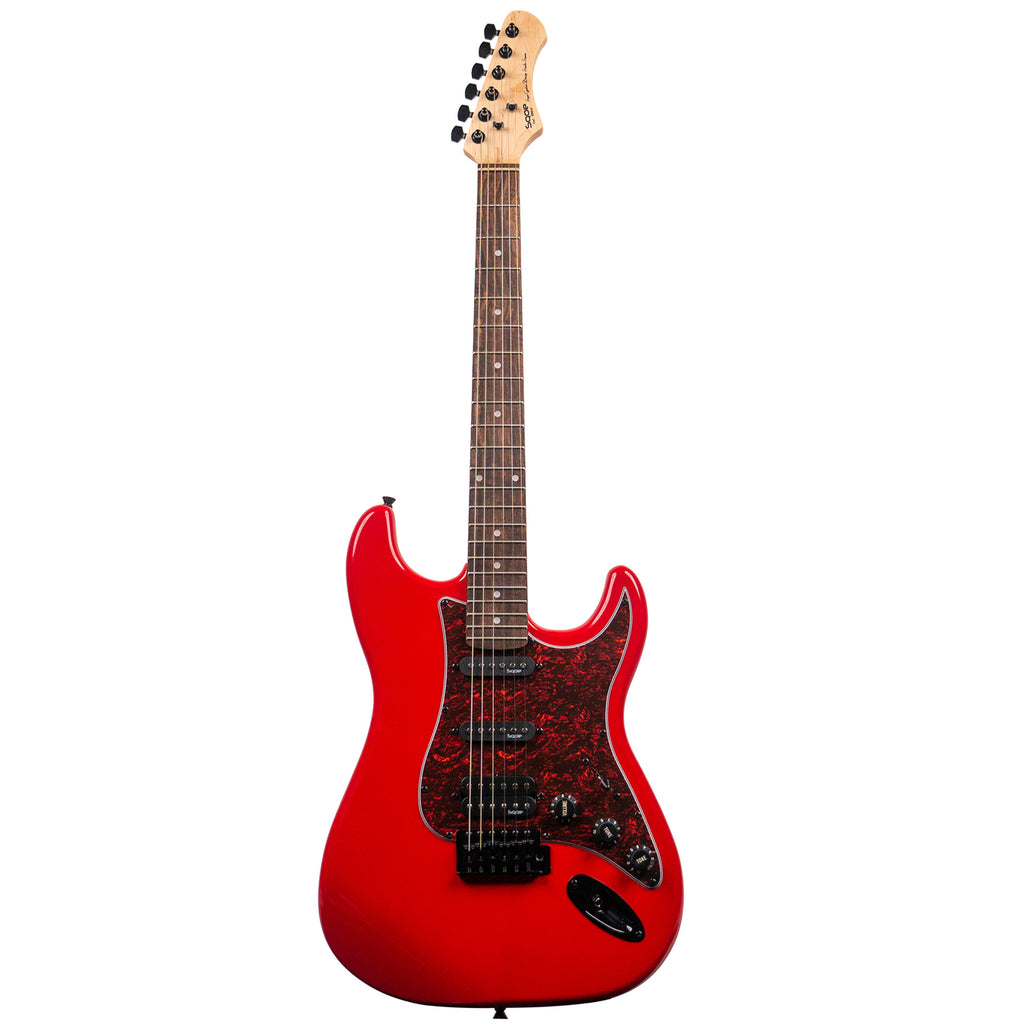 SQOE SEST230 HSS Electric Guitar - Red