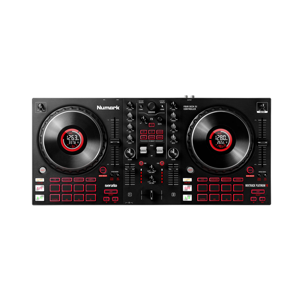 Numark Mixtrack Platinum FX 4-Deck Advanced DJ Controller with Jog Wheel Displays and Effects Paddles