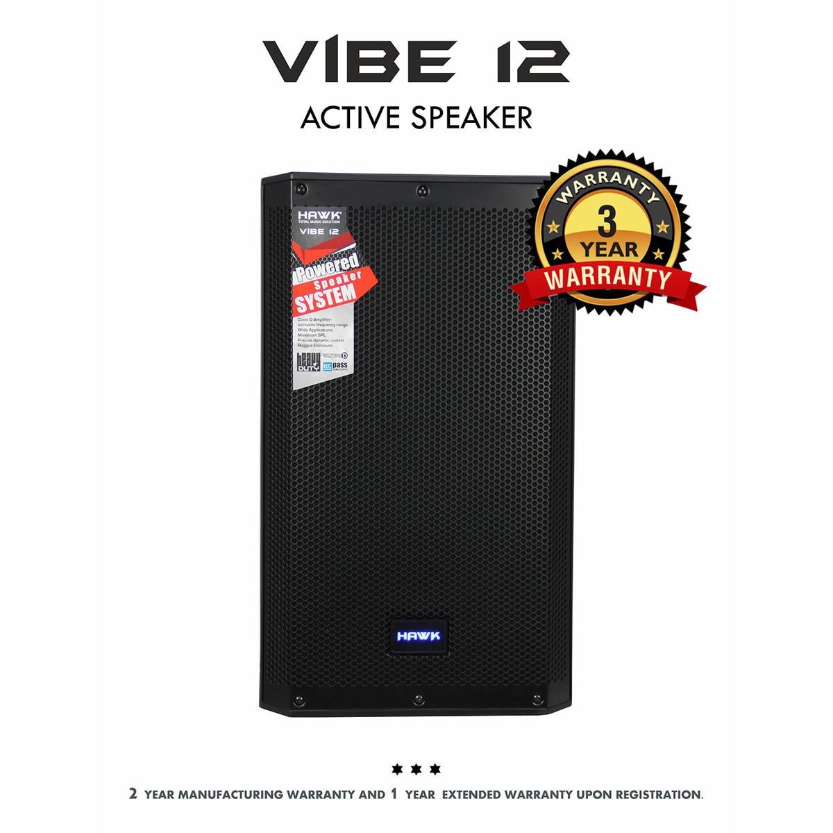 Hawk VIBE 12 2000 Watts 12 inches Active Speaker with Bluetooth and DSP
