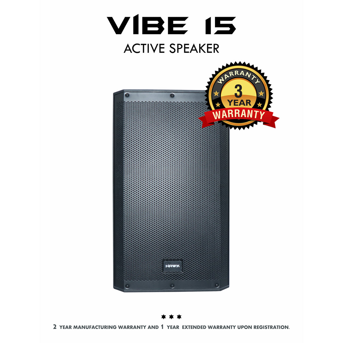 Hawk VIBE 15 – 2000 Watts 15-Inch Active Speaker with Bluetooth and DSP