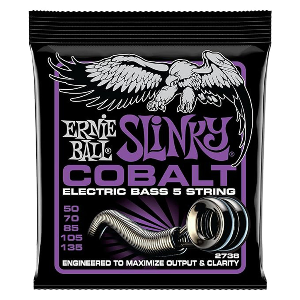 Ernie Ball Power Slinky Cobalt 5-String Electric Bass Strings 2738 50-135 Gauge