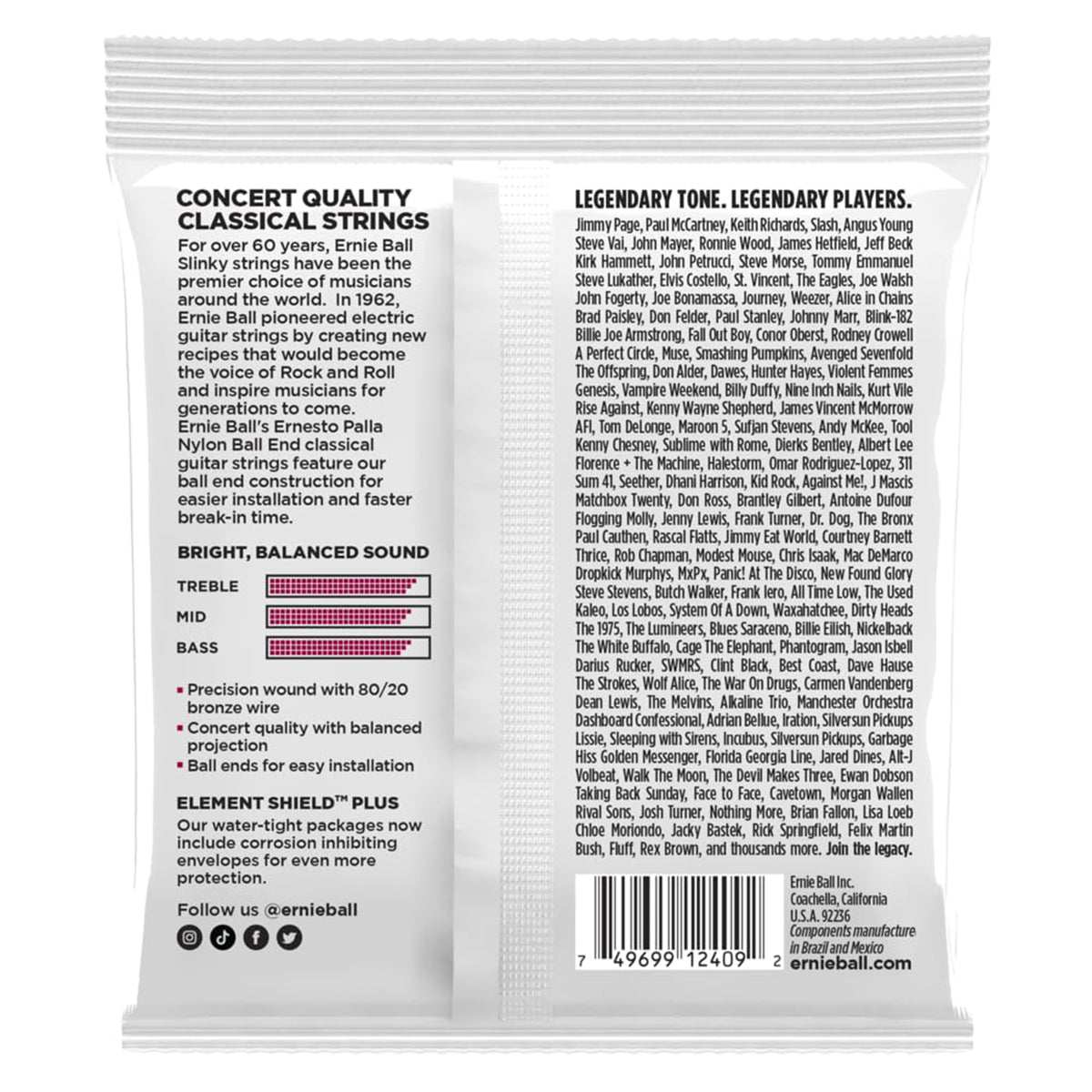 Ernie Ball 2409 Ernesto Palla Black & Gold Ball-End Nylon Classical Guitar Strings