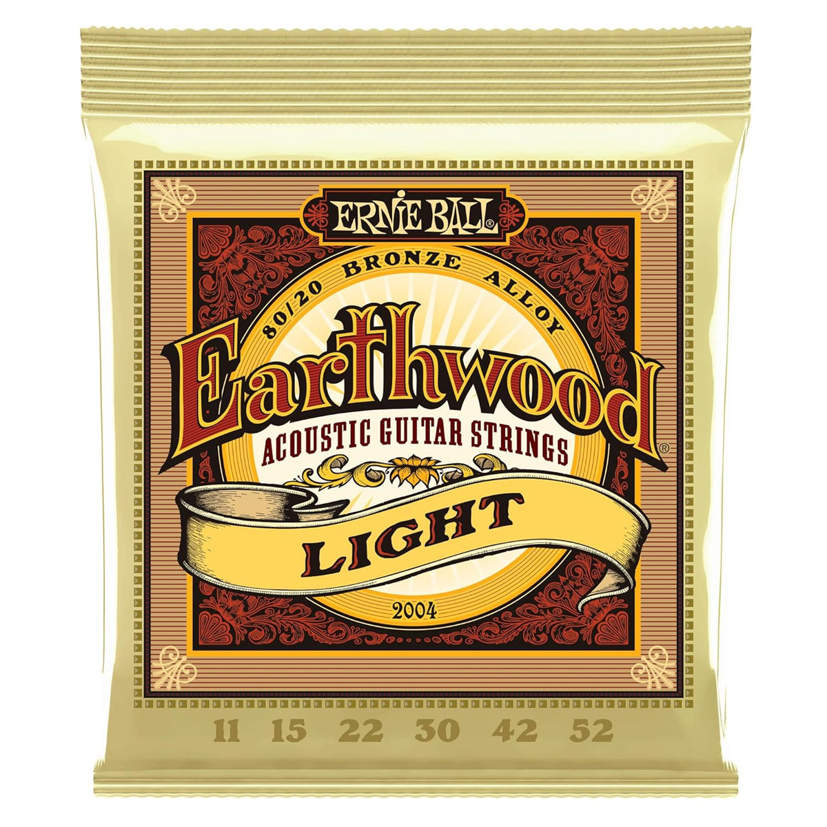 Ernie Ball Acoustic Guitar Strings Earthwood 80/20 Bronze Light .011-.052 EBL2004