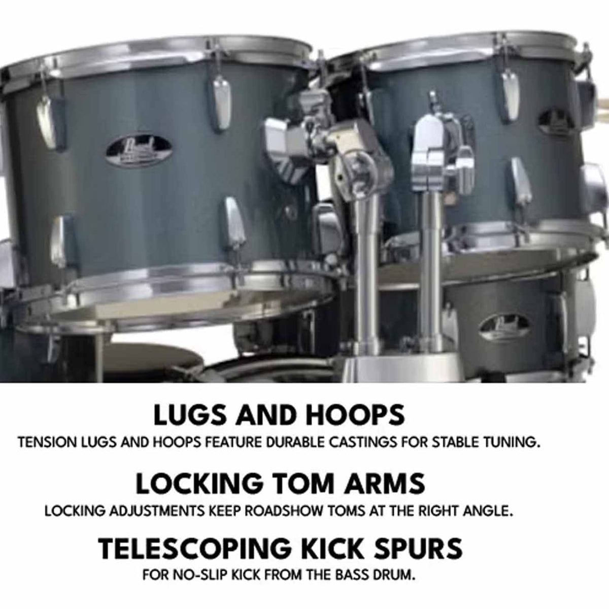 Pearl Roadshow RS525SC 5 Pcs Acoustic Drum Set-Charcoal Metallic