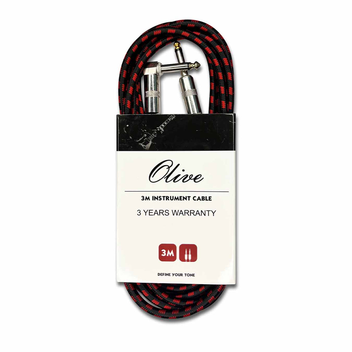 Olive OL-GT3M 3m Guitar Cable with Right Angle Jack