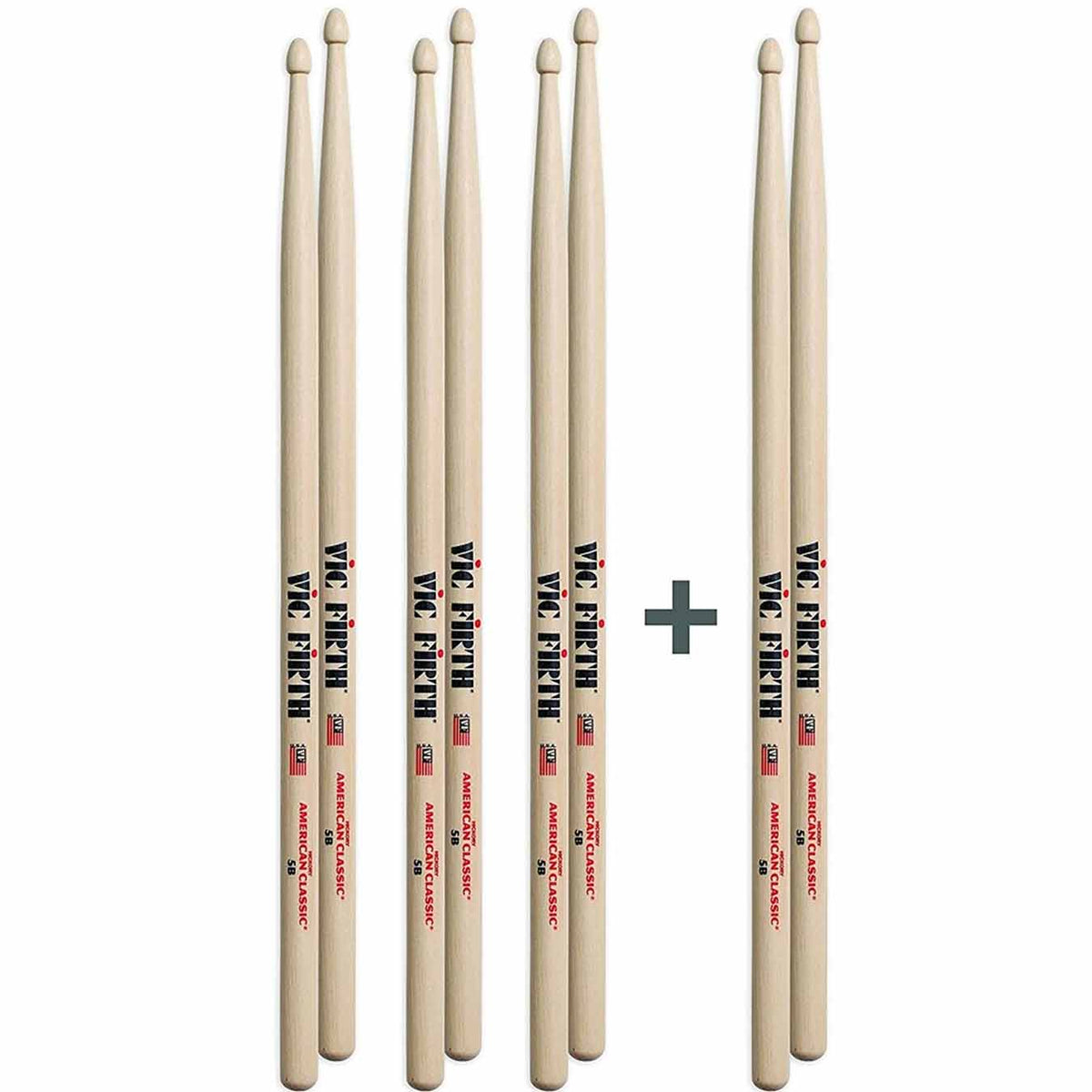 Vic Firth P5B.3-5B.1 Drumstick Value Pack of 4