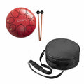Techno Steel Tongue Drum, 8-Note Percussion Instrument with Carrying Case and Mallets,Red, 15cm, Professional Musical Meditat