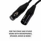 Hawk SXFG066 Gold Series XLR Male to XLR Female Balanced Mic Cable with Hawk Connectors, 20 meters length, Black Colour with 