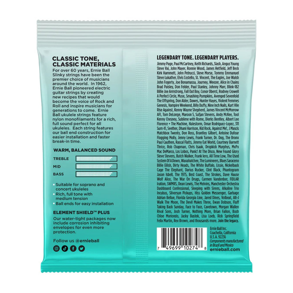 Ernie Ball 2326 Ukulele Ball End Nylon Ukulele Strings Black