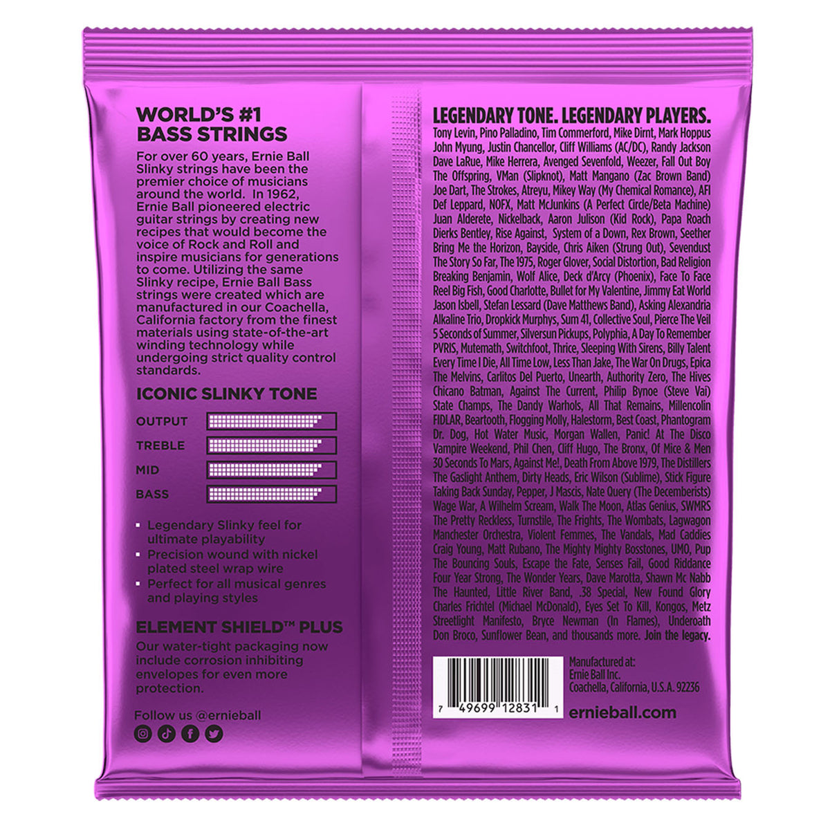 Ernie Ball 2831 Power Slinky Nickel Wound Electric Bass Guitar Strings - .055-.110