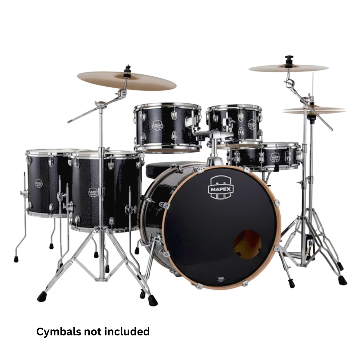 Mapex Venus 6pcs Hybrid Drum Set with Hardware & Throne -Black Galaxy Sparkle