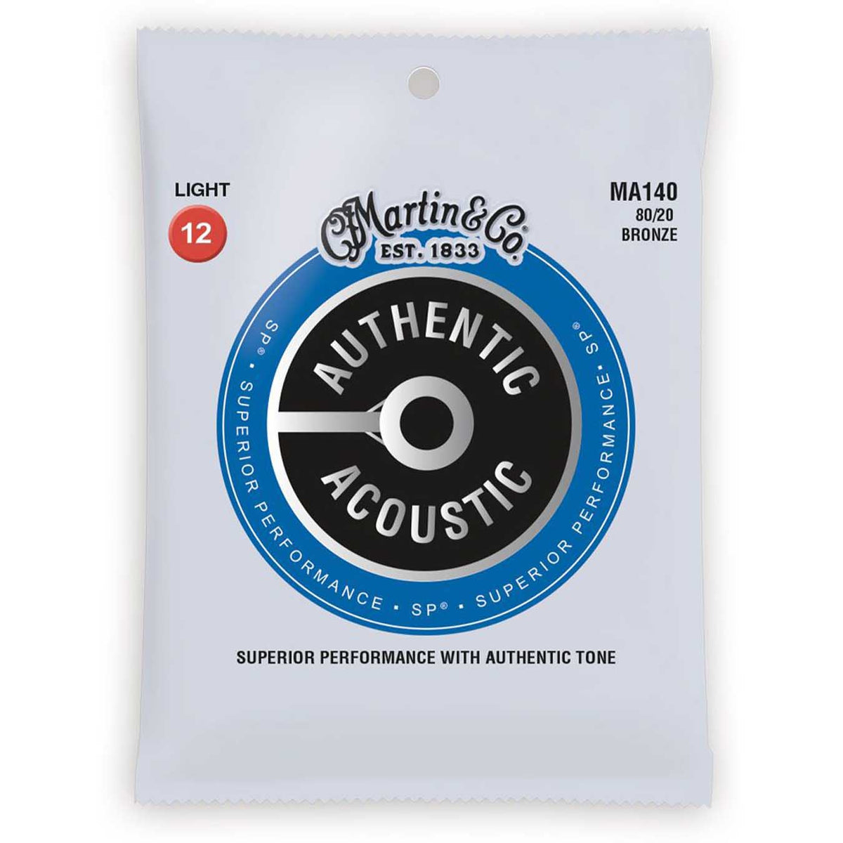 Martin MA140 80/20 Bronze Authentic Acoustic Guitar Strings Light 12-54