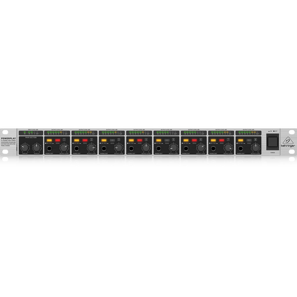 Behringer HA8000 V2 8-Channel High-Power Headphones Mixing and Distribution Amplifier