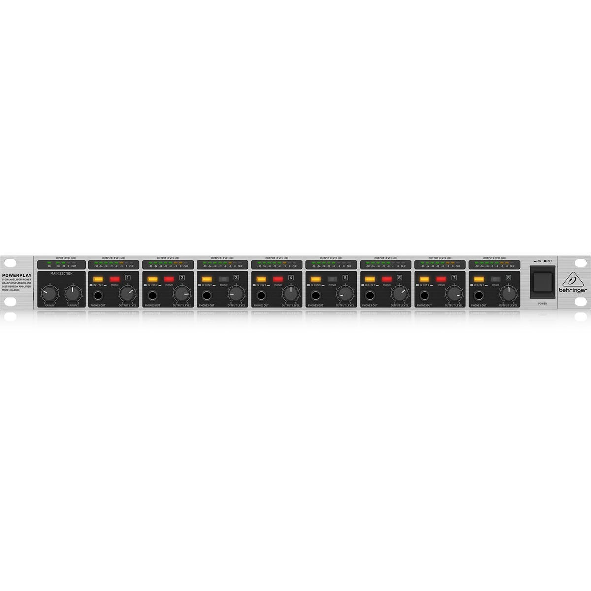 Behringer HA8000 V2 8-Channel High-Power Headphones Mixing and Distribution Amplifier