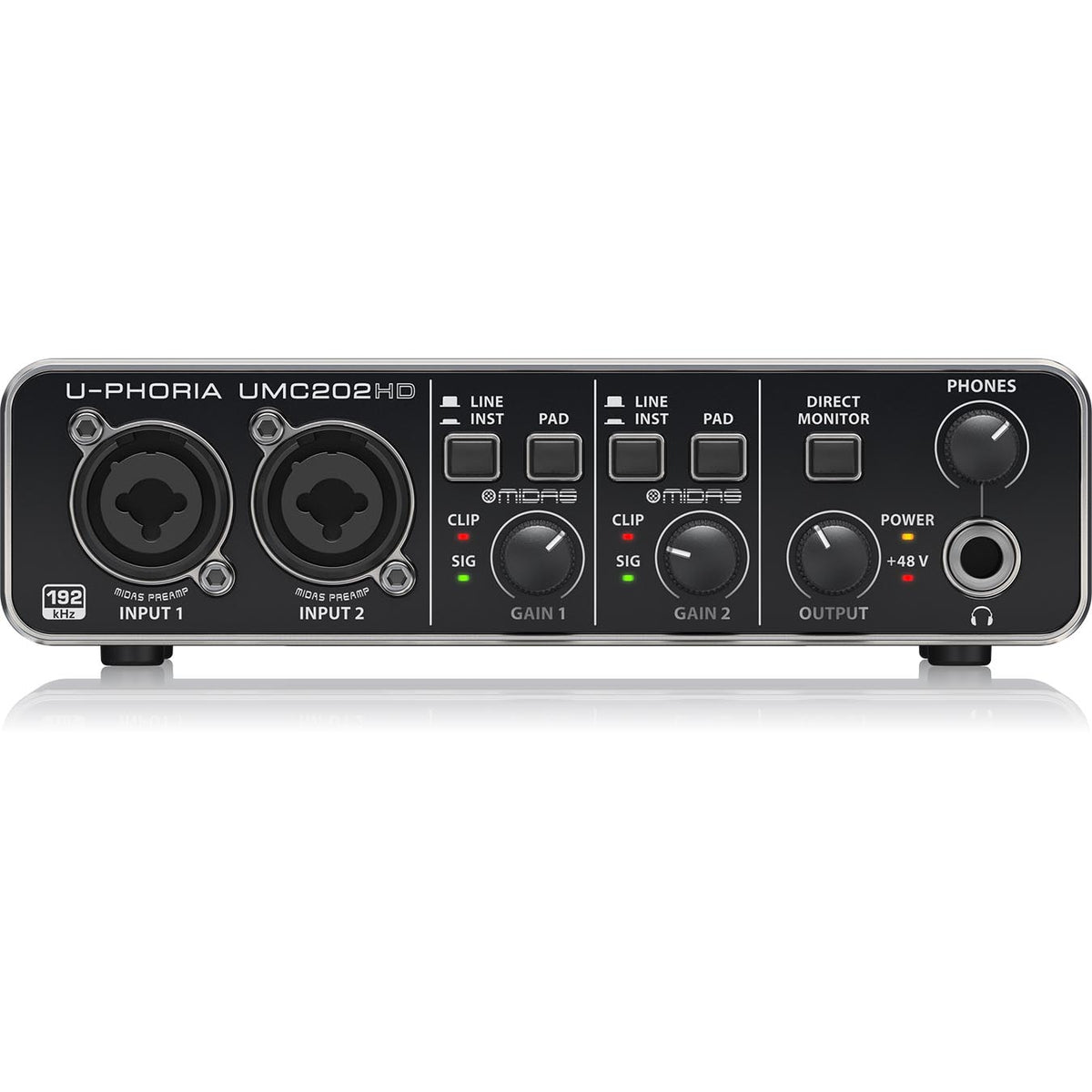Behringer UMC202HD Audiophile 2x2 24-Bit/192 kHz USB Audio Interface with Midas Mic Preamplifiers