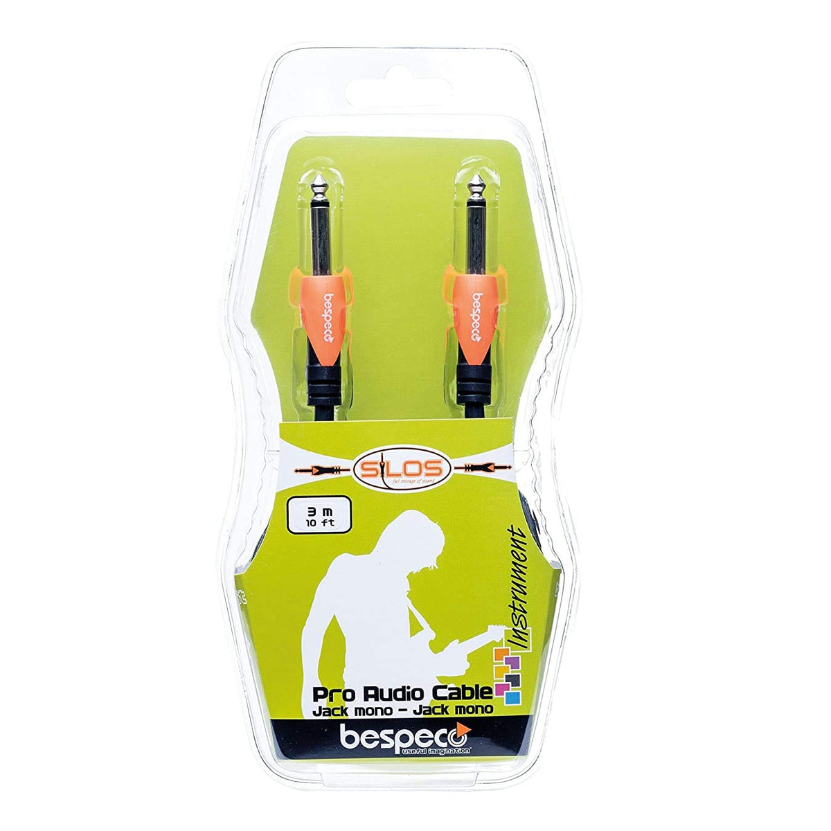 Bespeco SLJJ300 6.3mm TS Mono Male Jack To 6.3mm TS Mono Male Jack - 3 MTR