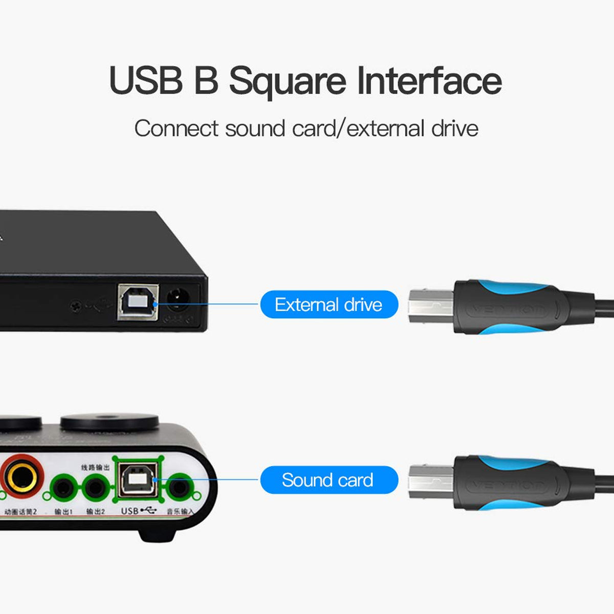 Vention USB 2.0 Printer Cable VAS-A16-B200 2 mtr