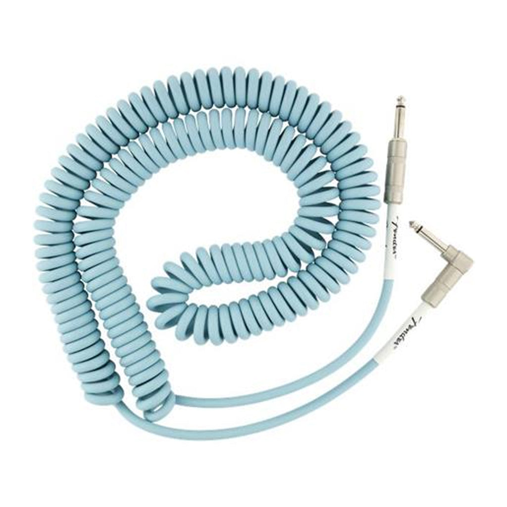 Fender Original Series Coil Cable Straight-Angle 30' Daphne Blue 0990823006